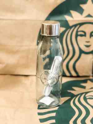 *SALE* Starbucks 20oz Recycled Glass Water Bottle! Made in Spain. Free Shipping! - Sold on eBay Nov, 24th 2019 for $29.00