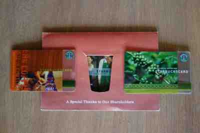 STARBUCKS Shareholder Special Edition Gift Card Lot - 2004 2005 2006 - Sold on eBay Nov, 24th 2019 for $27.09
