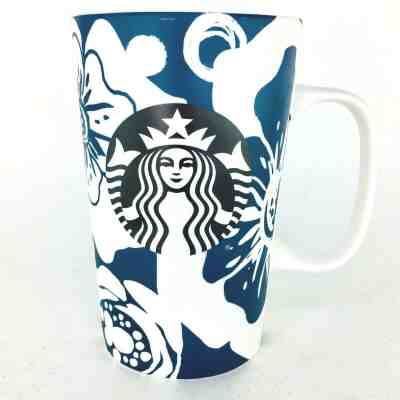 Starbucks Blue Floral Aloha Hawaii 16 Oz Latte Mug Coffee Tea Cup 2015 - Sold on eBay Nov, 24th 2019 for $24.95