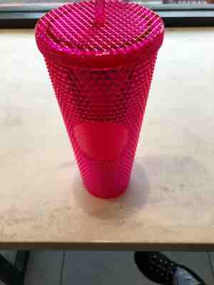 NEW STARBUCKS Neon Pink Studded Cold Cup Tumbler WINTER HOLIDAY 2019 24 oz - Sold on eBay Nov, 27th 2019 for $22.00