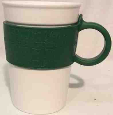 Starbucks White Matte w/ Green Rubber Grip Handle Coffee Mug 2008 12 Fl Oz - Sold on eBay Nov, 27th 2019 for $15.87