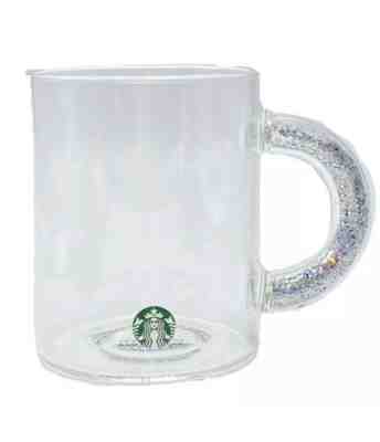 Starbucks Glitter Handle Glass Mug 2019 Holiday Cup Christmas Gift rare - Sold on eBay Nov, 27th 2019 for $38.00