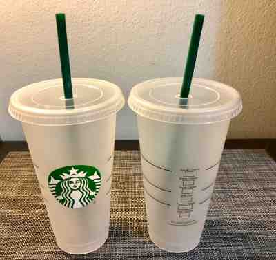 2x Starbucks Iced Venti Reusable Cup SUMMER Frosted BPA Free Cup + Lid + Straw  - Sold on eBay Nov, 27th 2019 for $15.99
