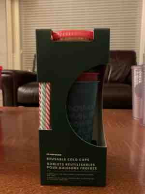 Starbucks 2019 Holiday Christmas Reusable Cold Cups With Straws 24oz 5 Pack NIB - Sold on eBay Nov, 27th 2019 for $22.99