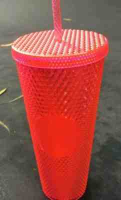 1 NEW STARBUCKS  2019  Neon Pink Studded Cold Cup Tumbler WINTER HOLIDAY 24 oz - Sold on eBay Nov, 26th 2019 for $48.50