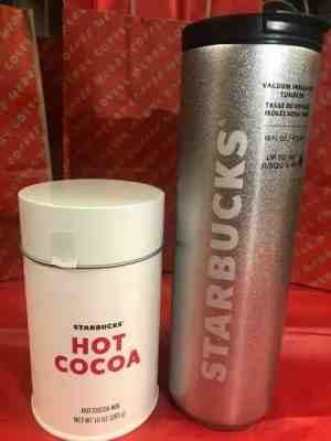New Starbucks 2019 Metallic Tumbler Silver + Hot Cocoa Cup COMBO for Holidays - Sold on eBay Nov, 26th 2019 for $28.50