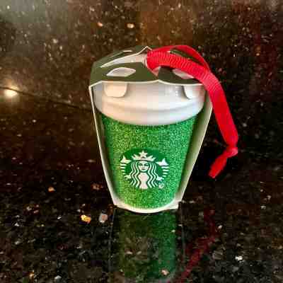 STARBUCKS 2019 HOLIDAY / CHRISTMAS GREEN GLITTER CUP ORNAMENT - MIP  - Sold on eBay Nov, 26th 2019 for $17.29