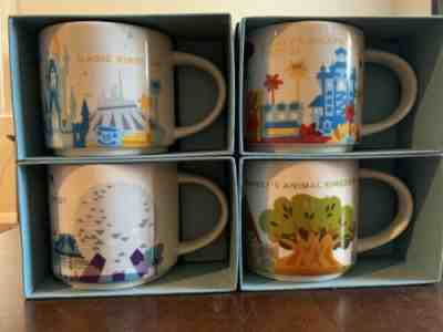 Walt Disney World Set of 4 Starbucks You Are Here YAH 14oz Mug 2017 - Sold on eBay Nov, 26th 2019 for $125.00