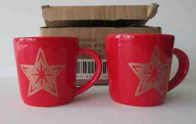 NIB-Set/2 Starbucks 2018 Christmas Ceramic Mugs-Red w/Gold Star-Small 3 oz Size - Sold on eBay Nov, 26th 2019 for $15.99