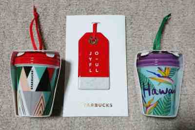 New Starbucks Hawaii Holiday Christmas 2019 Ornament 3 sets - Sold on eBay Nov, 26th 2019 for $49.00