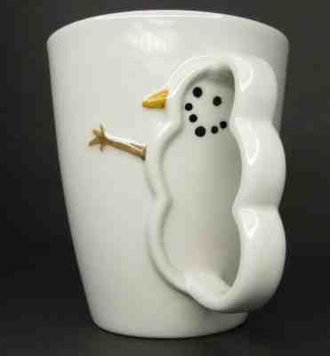 Starbucks Barista Snowman Christmas Coffee Mug 2003 Shaped Handle White Cup - Sold on eBay Nov, 26th 2019 for $28.99