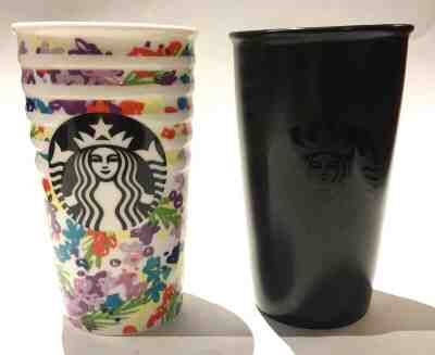LOT 2016 Starbucks BLACK Spring Flower Floral Ceramic Travel Tumbler mug cup 10 - Sold on eBay Nov, 26th 2019 for $31.96