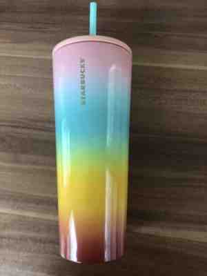 NWT 2019 STARBUCKS Rainbow Stainless Steel Cold Cup Tumbler 24 oz Pride - Sold on eBay Nov, 26th 2019 for $39.00