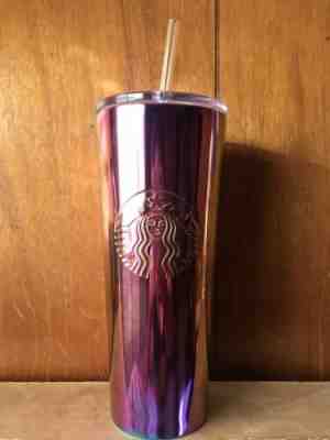 New Starbucks 2019 Summer Rainbow Iridescent Metallic Stainless Tumbler Cup 24oz - Sold on eBay Nov, 26th 2019 for $30.00