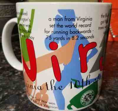 Starbucks States Of Bean Virginia Coffee Mug 1997 large 20 oz - Sold on eBay Nov, 24th 2019 for $29.99
