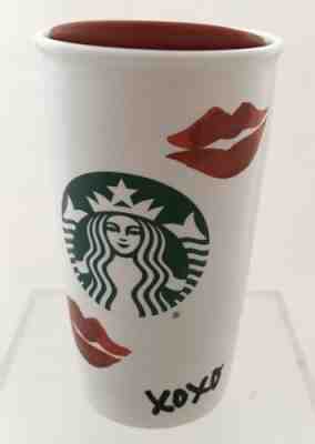 Starbucks 2015 XOXO Hugs Kisses Lips Travel Tumbler Coffee Mug w/ Red Lid 12 oz - Sold on eBay Nov, 28th 2019 for $18.26