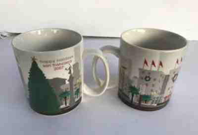 Lot 2 Starbucks 2007 San Francisco Happy Holidays 18 OZ Mug - Sold on eBay Nov, 28th 2019 for $25.99