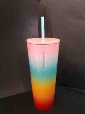 Starbucks Stainless Rainbow Pride Steel Tumbler w/ Straw 24oz BRAND NEW - Sold on eBay Nov, 28th 2019 for $28.23