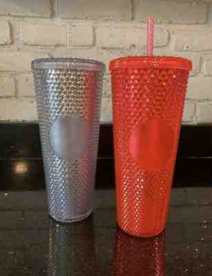 2 Starbucks Holiday 2019 Venti Studded Tumblers Cups Platinum +Neon Pink IN HAND - Sold on eBay Nov, 28th 2019 for $58.00