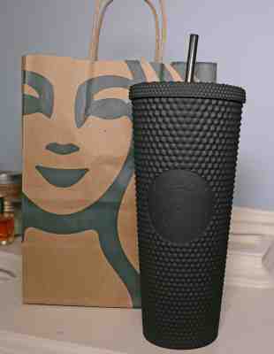 STARBUCKS MATTE BLACK STUDDED TUMBLER CUP Venti Iced 24 oz Halloween Fall 2019 - Sold on eBay Nov, 28th 2019 for $80.99