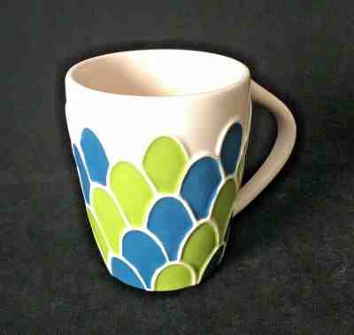 Starbucks Peacock Large Coffee Mug Blue Green Scalloped Mermaid Scales 2009 - Sold on eBay Nov, 28th 2019 for $29.94