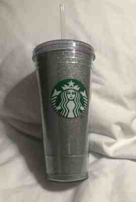 Starbucks Silver Glitter 20oz Cold Cup Drink Tumbler With Straw Holiday 2018 - Sold on eBay Nov, 27th 2019 for $15.00