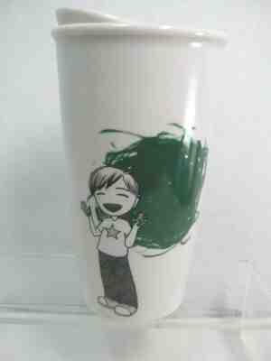Starbucks 2015 Anime Boy Finger Painting Dot Ceramic Travel Tumbler Cup Mug 12oz - Sold on eBay Nov, 27th 2019 for $15.89