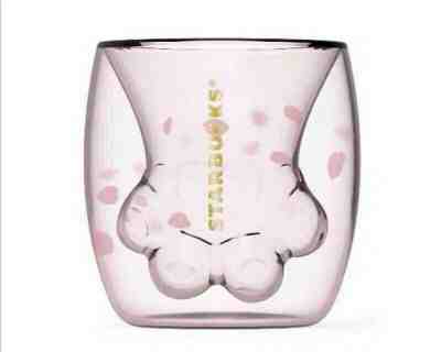 New China 2019 Starbucks Sakura 6oz Pink Cat Paw Double Wall Glass Mug  - Sold on eBay Nov, 27th 2019 for $20.99