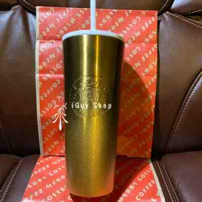 Rare Starbucks 2019 Christmas Season Glitter Gradient Gold Tumbler - Sold on eBay Nov, 27th 2019 for $18.99