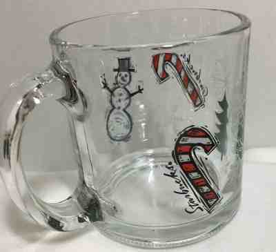 Starbucks Holiday Coffee Mug Snowman Tree Candy Cane Christmas Clear Glass - Sold on eBay Nov, 27th 2019 for $19.99
