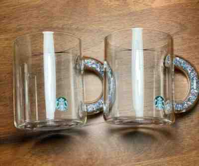Starbucks Holographic Glitter Handle Glass Mug 2019 Holiday Limited Edition set - Sold on eBay Nov, 27th 2019 for $62.95