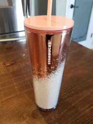 NEW STARBUCKS 2019 Rose Gold & Pink Cascading Snow Tumbler WINTER HOLIDAY Cup  - Sold on eBay Nov, 27th 2019 for $25.00