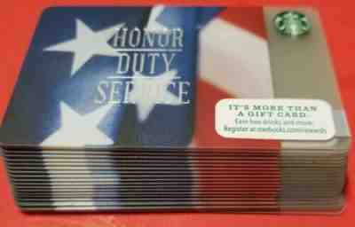 20 New Starbucks Gift Card Honor Duty Service Military Red White Blue  - Sold on eBay Nov, 27th 2019 for $18.99
