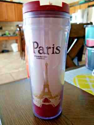 Starbucks Paris France Plastic Travel Tumbler Coffee Mug Cup 12oz Global Icon  - Sold on eBay Nov, 27th 2019 for $23.99