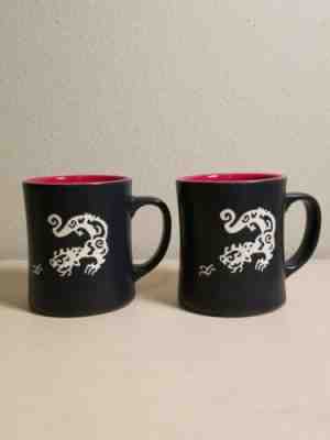 Starbucks Komodo Dragon Coffee Mugs Black Red on Inside 2011