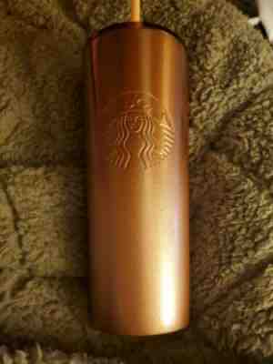 New Starbucks 2019 Rose Gold Pink Metallic Travel Tumbler Stainless 24oz Glitter - Sold on eBay Nov, 27th 2019 for $25.53