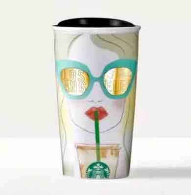 New With Tag Starbucks Los Angeles LA Sunglasses Ceramic Tumbler 12oz California - Sold on eBay Nov, 27th 2019 for $34.50