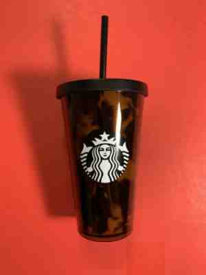 Starbucks Tortoise Shell Tumbler Black Brown Cold Cup Straw 16oz 2019 NEW - Sold on eBay Nov, 27th 2019 for $24.99