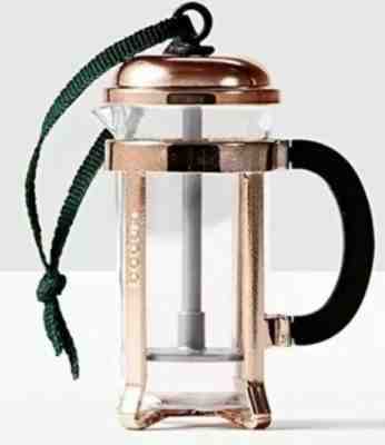 Starbucks Copper Rose Gold Mini Miniature Coffee Press Christmas Ornament 2017 - Sold on eBay Nov, 27th 2019 for $15.90