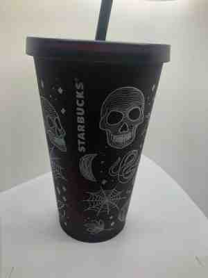 Starbucks 2019 Fall Halloween Matte Skull Purple Black Acrylic 16 oz Cup Tumbler - Sold on eBay Nov, 27th 2019 for $39.95