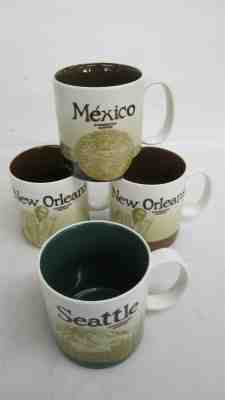 4x Lot Starbucks Icon City Mugs Seattle 2008, Mexico 2016, 2x New Orleans 2008 - Sold on eBay Nov, 27th 2019 for $61.00