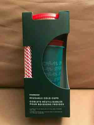 Starbucks 2019 Holiday Christmas Winter Reusable Cold Cups 5 pack w/ Straws New - Sold on eBay Nov, 27th 2019 for $16.95