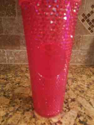 STARBUCKS 2019 Neon Pink Red Studded Cold Cup Tumbler WINTER HOLIDAY Christmas  - Sold on eBay Nov, 27th 2019 for $30.00