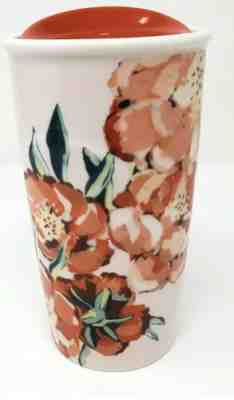 Starbucks Ceramic Travel Mug Floral Flowers Red Lid 10 oz Cup Tumbler 2015 Pink - Sold on eBay Nov, 27th 2019 for $17.75