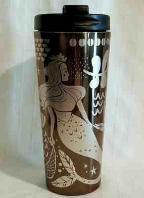 16 oz Starbucks 2017 Silver SIREN Brown Mirrored Stainless Steel Travel Tumbler - Sold on eBay Nov, 27th 2019 for $24.95