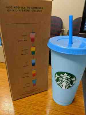Starbucks Color Changing Reusable Cold Cup Sky Blue 24 oz New Rare  - Sold on eBay Nov, 26th 2019 for $20.99