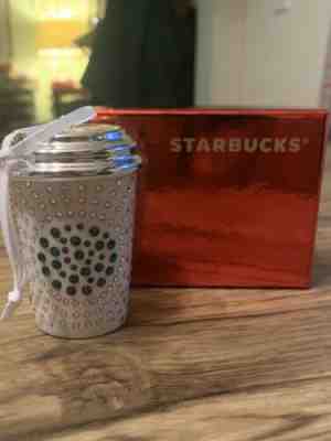 Starbucks White 2014 Christamas Ornament with Swarovski crystals - Sold on eBay Nov, 28th 2019 for $29.47