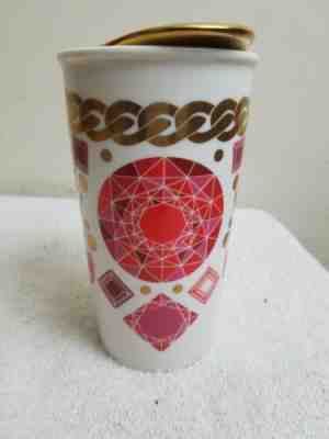  Starbucks Coffee Ceramic Red Jewel Tumbler Double Wall Travel Mug 12 oz  - Sold on eBay Nov, 29th 2019 for $21.24