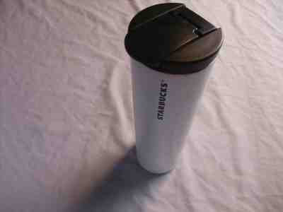 Vintage White Starbucks Coffee Tumbler with Black Lid - Sold on eBay Nov, 29th 2019 for $15.00