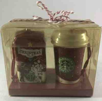 Starbucks 2007 Red Ceramic Cup & Coffee Bag Christmas Ornaments NIB - Sold on eBay Nov, 28th 2019 for $20.00